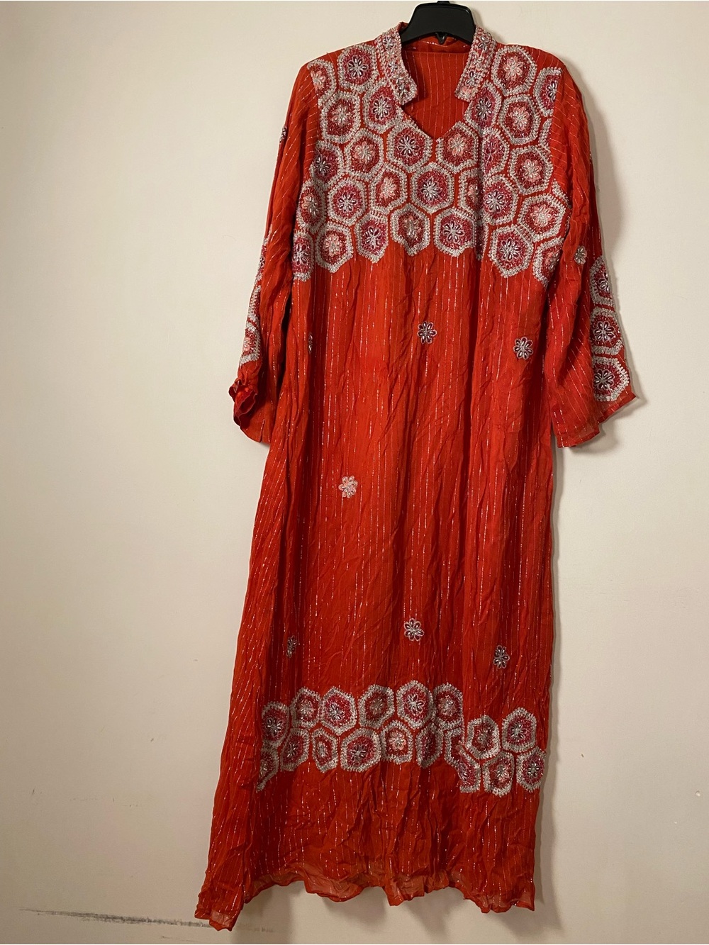Beaded /Embroidered Red Maxi kaftan Dress